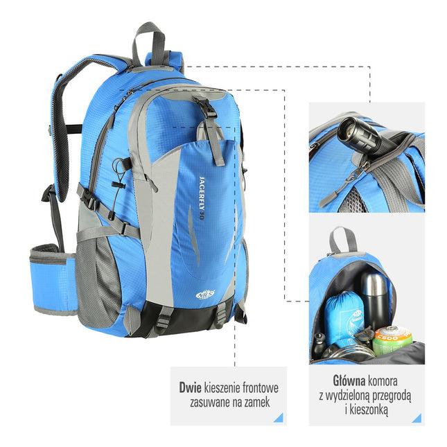 Blue Backpack, 30L, Lightweight, Water-Resistant
