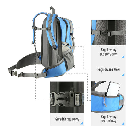 Blue Backpack, 30L, Lightweight, Water-Resistant