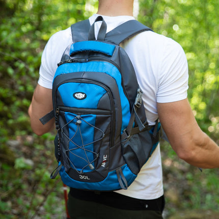 Blue Backpack, Large Capacity, Durable Fabric