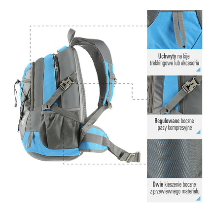 Blue Backpack, Large Capacity, Durable Fabric