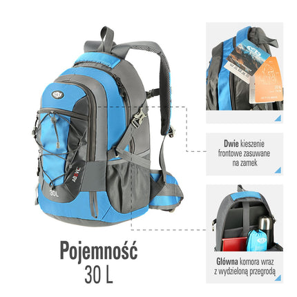 Blue Backpack, Large Capacity, Durable Fabric