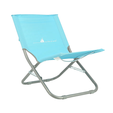 Blue Beach Chair with Pillow, Foldable, Lightweight