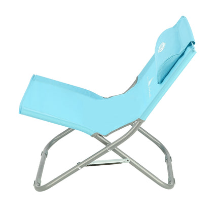 Blue Beach Chair with Pillow, Foldable, Lightweight