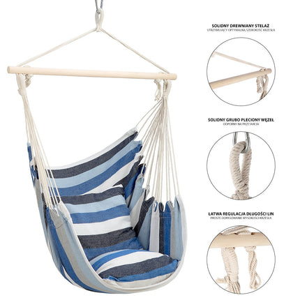 Blue Brazilian Hammock Chair, Durable Fabric