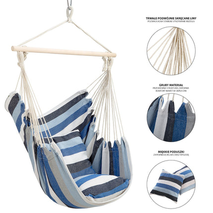 Blue Brazilian Hammock Chair, Durable Fabric