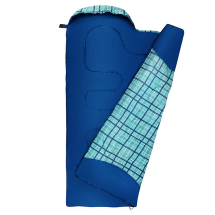 Blue Chequered Sleeping Bag, Lightweight, Compact