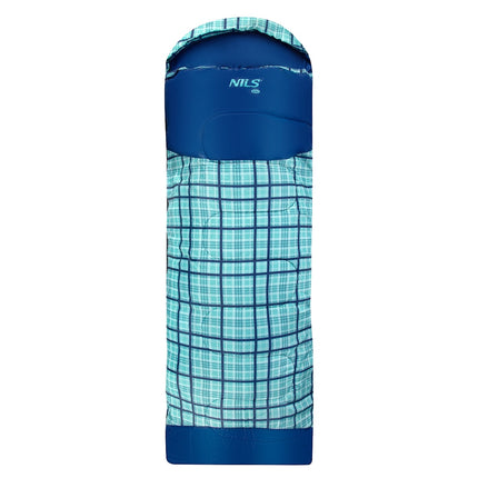 Blue Chequered Sleeping Bag, Lightweight, Compact