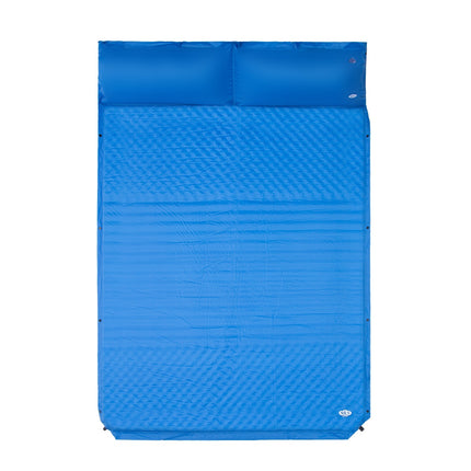 Blue Double Self-Inflating Mat with Pillow, Camping
