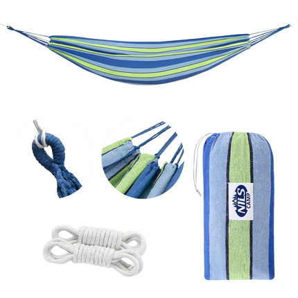 Blue-Green Hammock, 120cm Wide, Cotton-Poly Blend