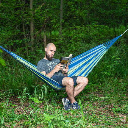 Blue-Green Hammock, 120cm Wide, Cotton-Poly Blend