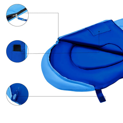 Blue Junior Sleeping Bag, Lightweight, Compact
