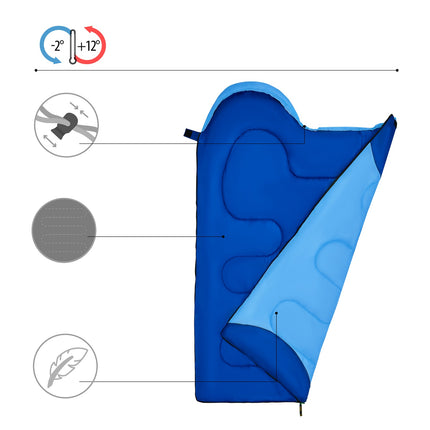 Blue Junior Sleeping Bag, Lightweight, Compact