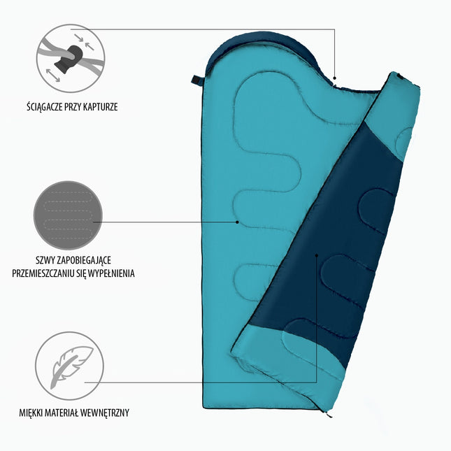 Blue Light Sleeping Bag, Size L, Camping Gear