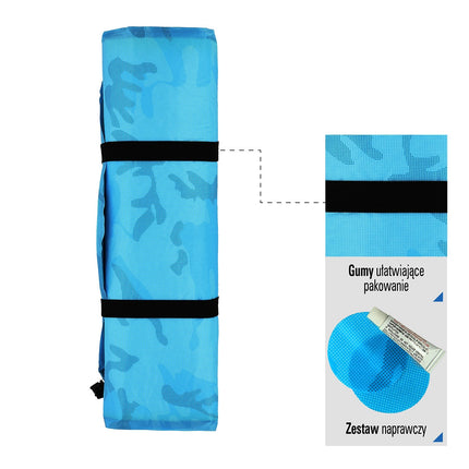 Blue Self-Inflating Camping Mat, Compact & Portable