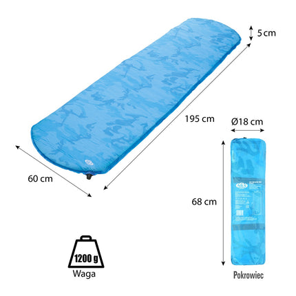 Blue Self-Inflating Camping Mat, Compact & Portable