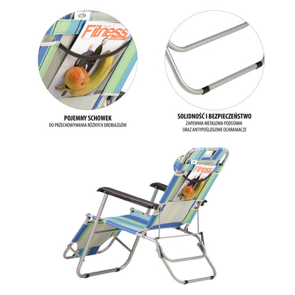 Blue Sun Lounger, Adjustable Reclining Chair