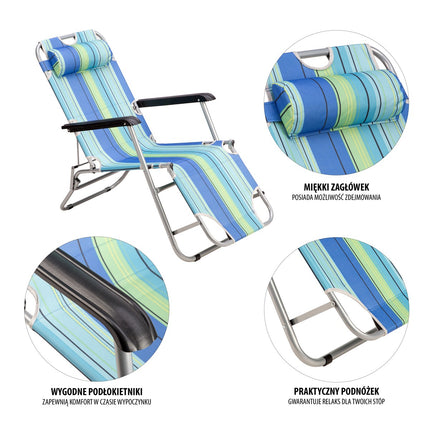 Blue Sun Lounger, Adjustable Reclining Chair