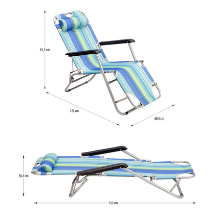 Blue Sun Lounger, Adjustable Reclining Chair