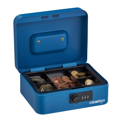 Blue cash drawer with combination lock