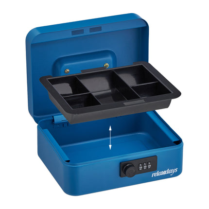 Blue cash drawer with combination lock