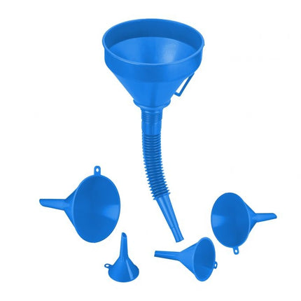 Blue funnel with hose