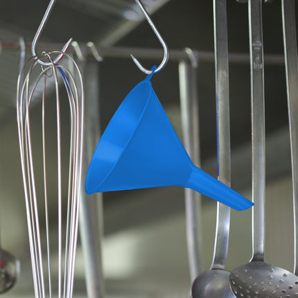 Blue funnel with hose