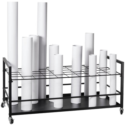 Blueprint Storage Rack, 50 Slots, Metal Cart with Wheels