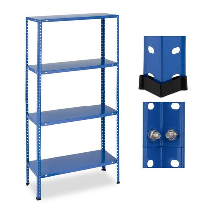 Blue sturdy shelves with 4 levels