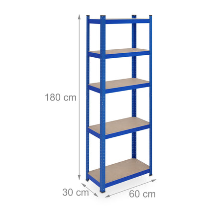 Blue sturdy shelves with 5 levels