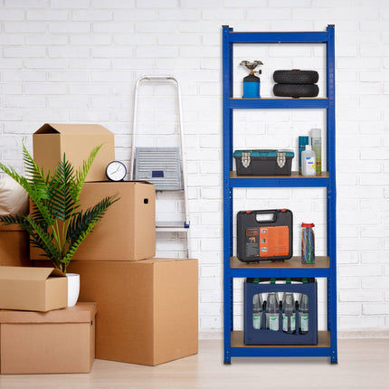Blue sturdy shelves with 5 levels