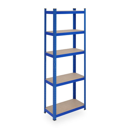 Blue sturdy shelves with 5 levels