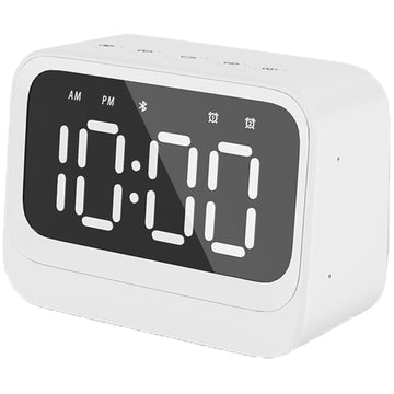 Bluetooth Alarm Clock with Speaker, Dual Alarms, White