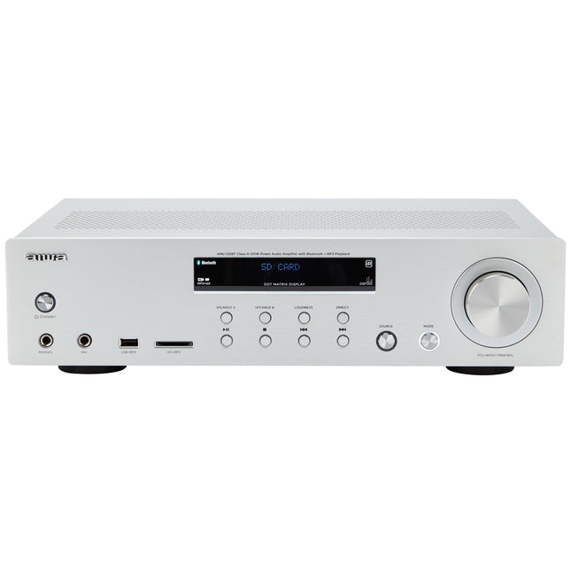 Bluetooth Amplifier, 2x60W RMS, Silver Finish