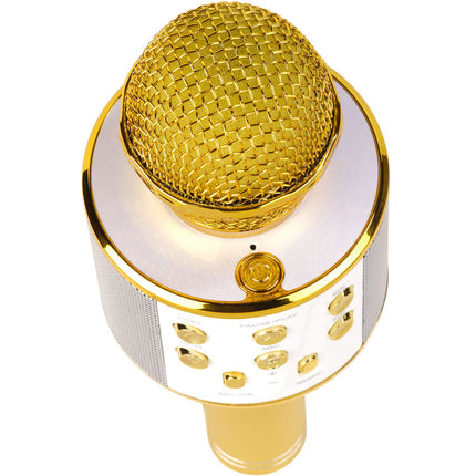 Bluetooth Karaoke Microphone with built-in speaker. Gold