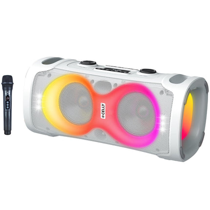 Bluetooth Party Speaker 45W with Wireless Mic, White