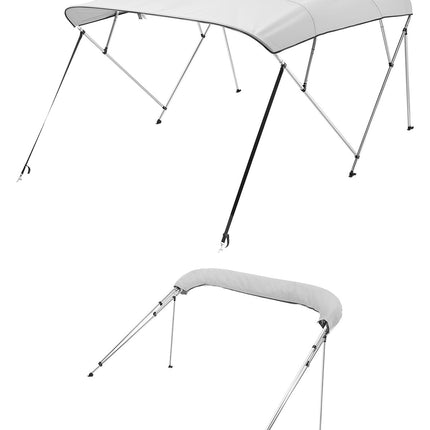 Boat Bimini Top, 4 Bow, 600D Polyester, 96in, Grey