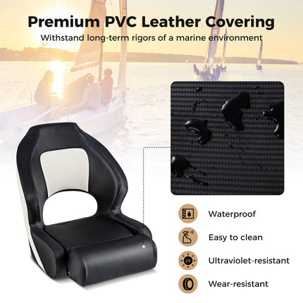 Boat Captain Bucket Seat – Waterproof PVC Leather, 330 lb