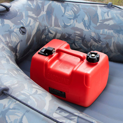 Boat Fuel Tank 12L, 9.8 ft Hose, Fuel Gauge, Red