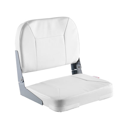 Boat Seat, Folding Low-Back, Waterproof PVC Leather, White