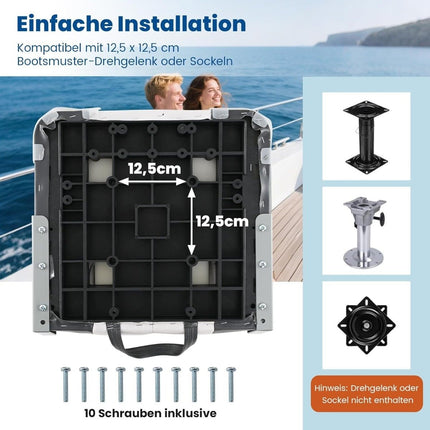 Boat Seats Set of 2, Foldable, PVC Leather, 7cm Cushion