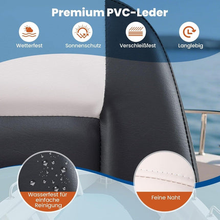 Boat Seats Set of 2, Foldable, PVC Leather, 7cm Cushion