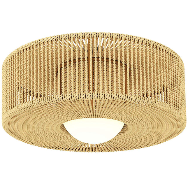 Boho Ceiling Light with Hemp Rope Shade, G9 LED, 30cm