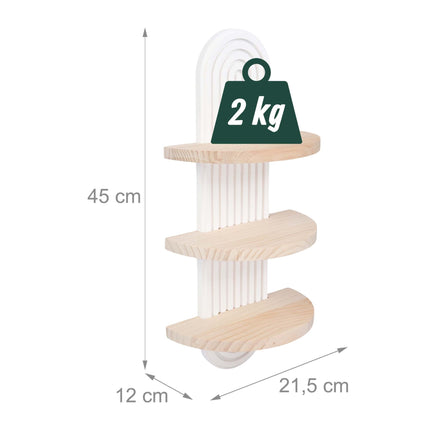 Boho Floating Wall Shelf Set, 2pc Pine, White/Brown