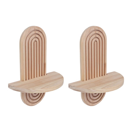 Boho Floating Wall Shelves, 2-Piece Set, Pine Wood