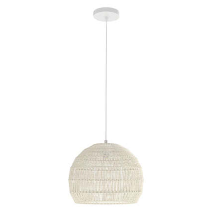 Boho Pendant Light, Adjustable Height, Paper Shade