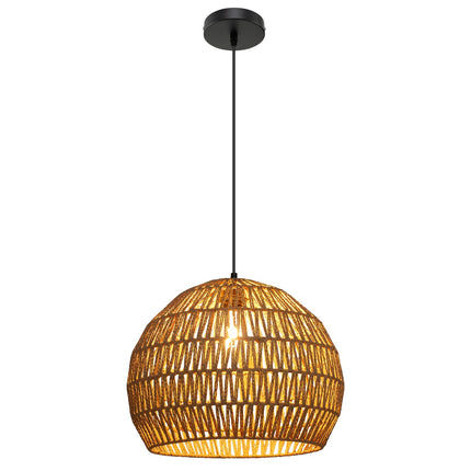Boho Pendant Light, Adjustable Height, Paper Shade