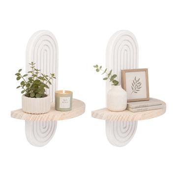 Boho Wall Shelf Set, 2pc - Natural White Pine
