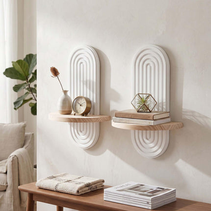 Boho Wall Shelf Set, 2pc - Natural White Pine