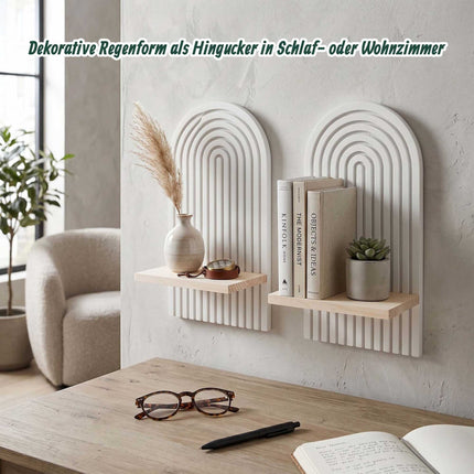 Boho Wall Shelves, Set of 2 – Natural Pine, 35x18x13 cm