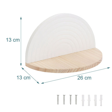 Boho Wall Shelves, Set of 2 – White & Natural Pine